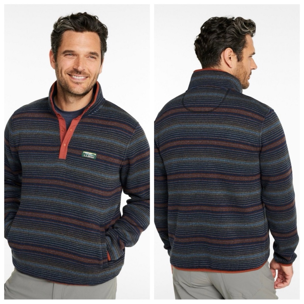 L.L.Bean Sweater Fleece Pullover, Striped Print - Picture 8 of 8